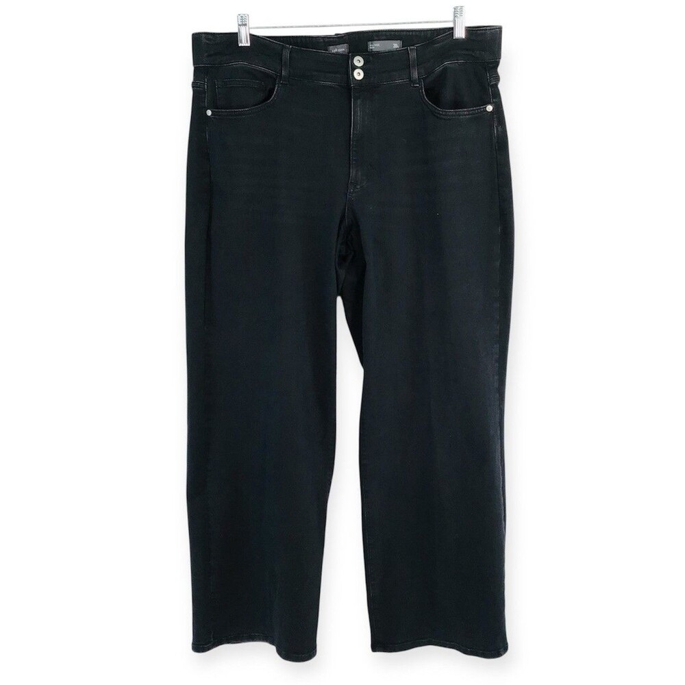 J Jill Denim Jeans Womens 20 Black High Rise Full Leg Baggy Stretch Casual Daily